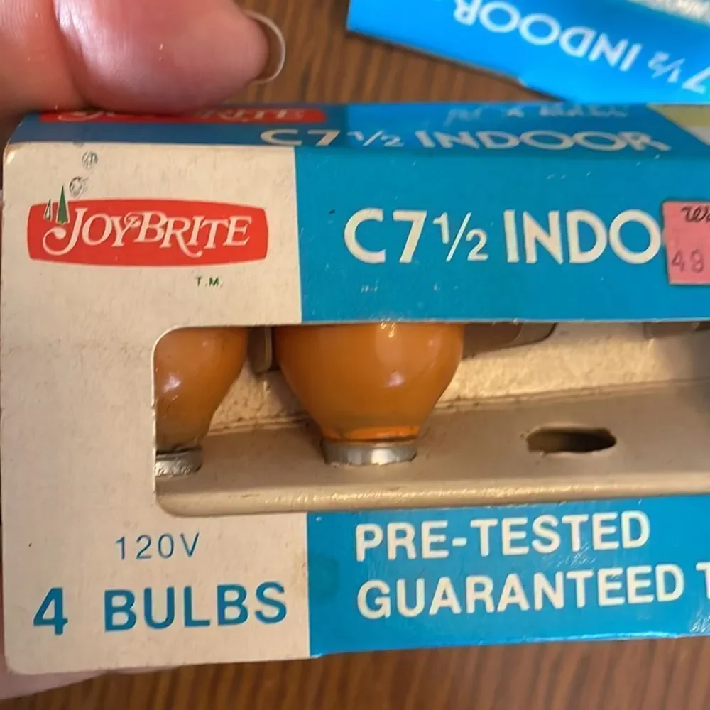 4 boxes of Vtg Joy Brite‎ C 7 1/2 indoor lamp bulbs in original packaging